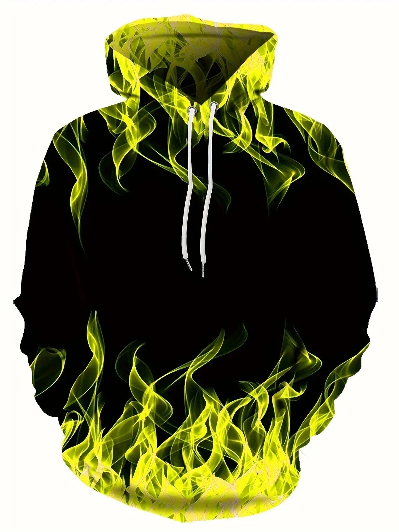 3D Flame Print Hoodie - Cool Oversized Harajuku Y2k Pullover