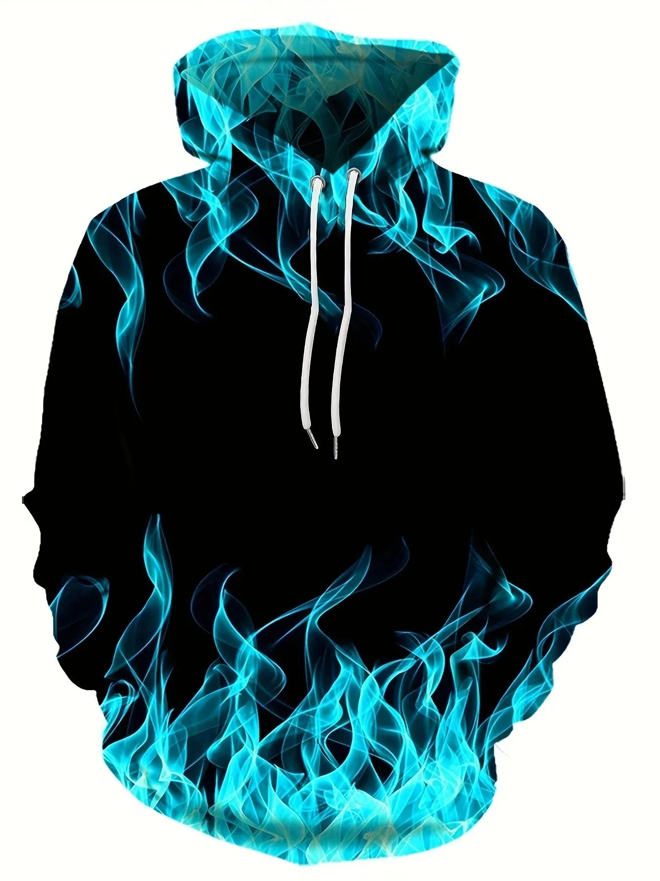 3D Flame Print Hoodie - Cool Oversized Harajuku Y2k Pullover