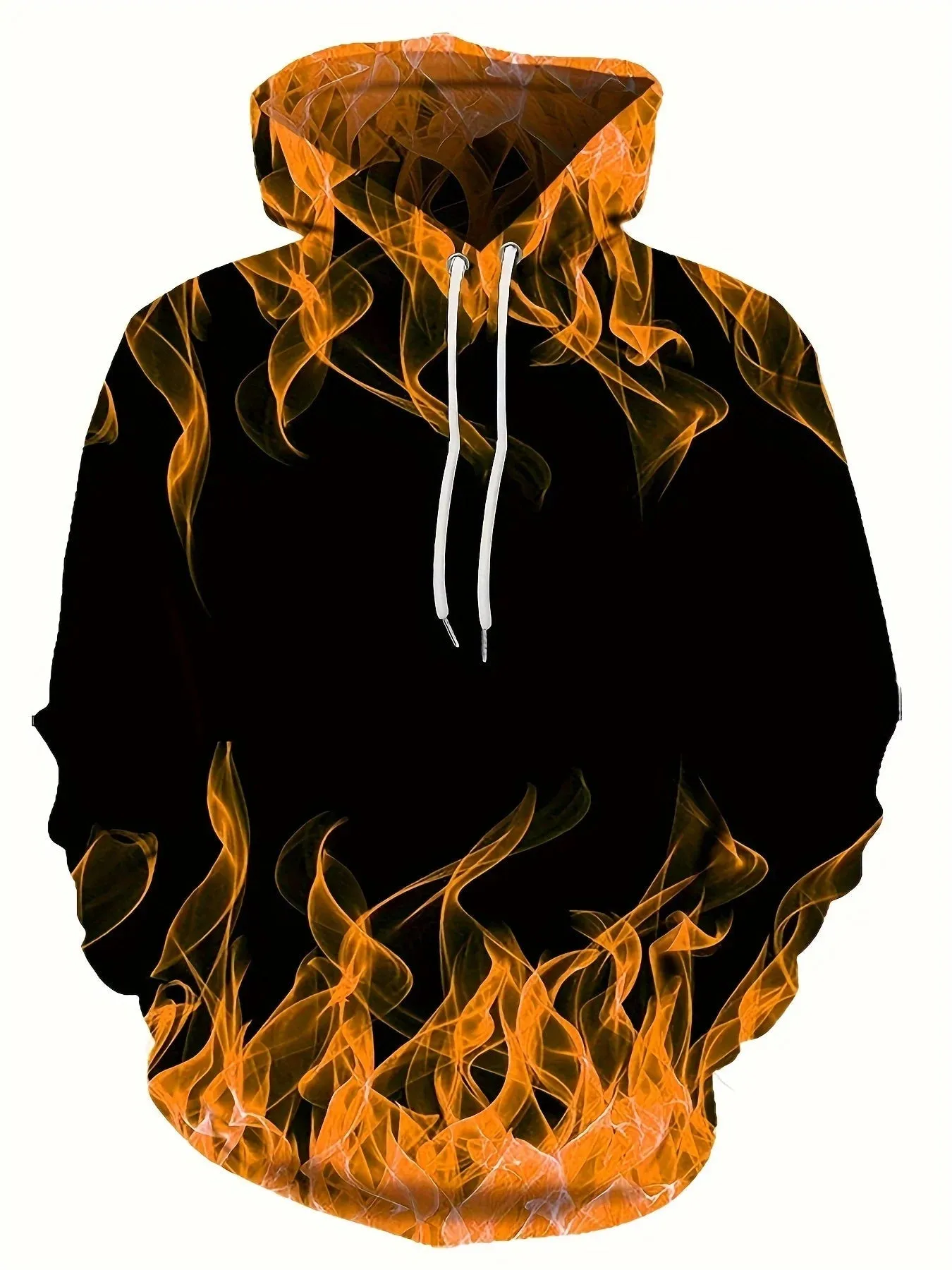 3D Flame Print Hoodie - Cool Oversized Harajuku Y2k Pullover