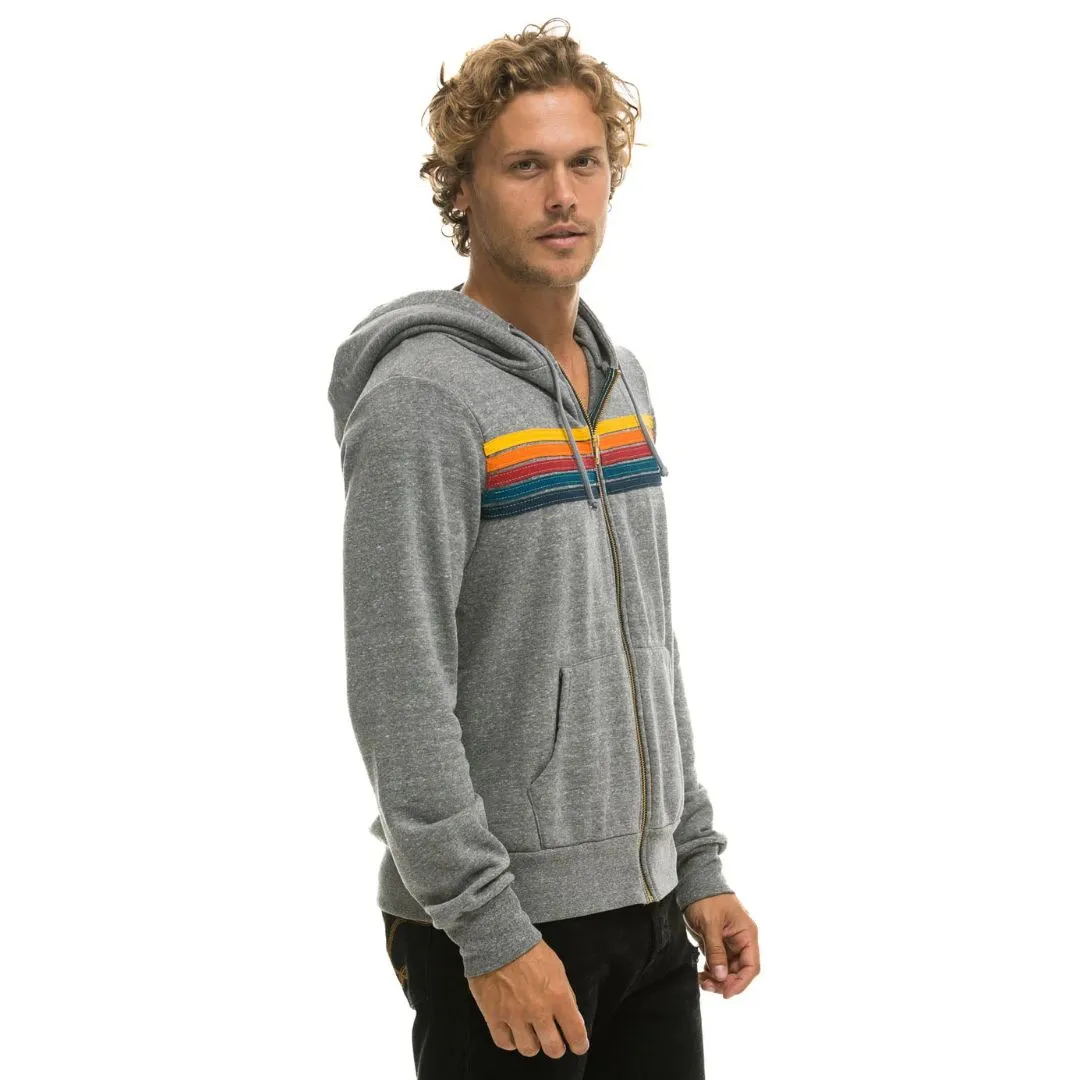 5 Stripe Zip Hoodie (Heather Grey)