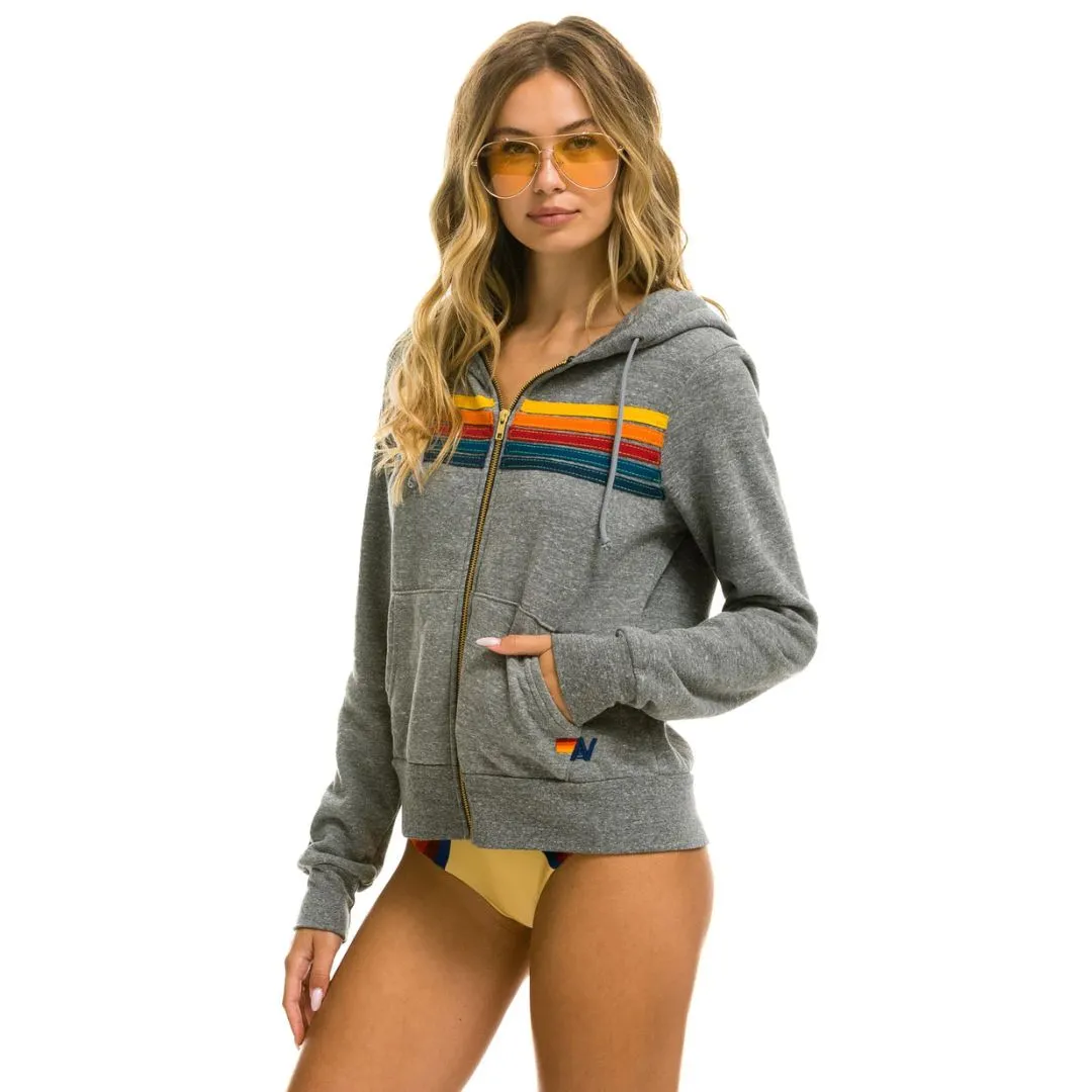 5 Stripe Zip Hoodie (Heather Grey)