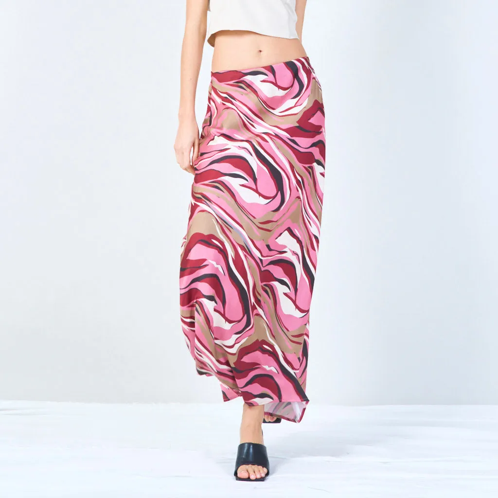 Abstract print midi skirt wholesale