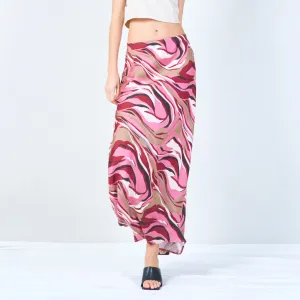 Abstract print midi skirt wholesale