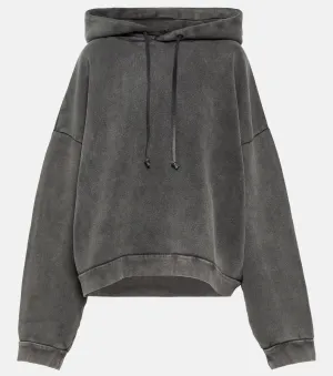 ACNE STUDIOS cropped cotton hoodie, black