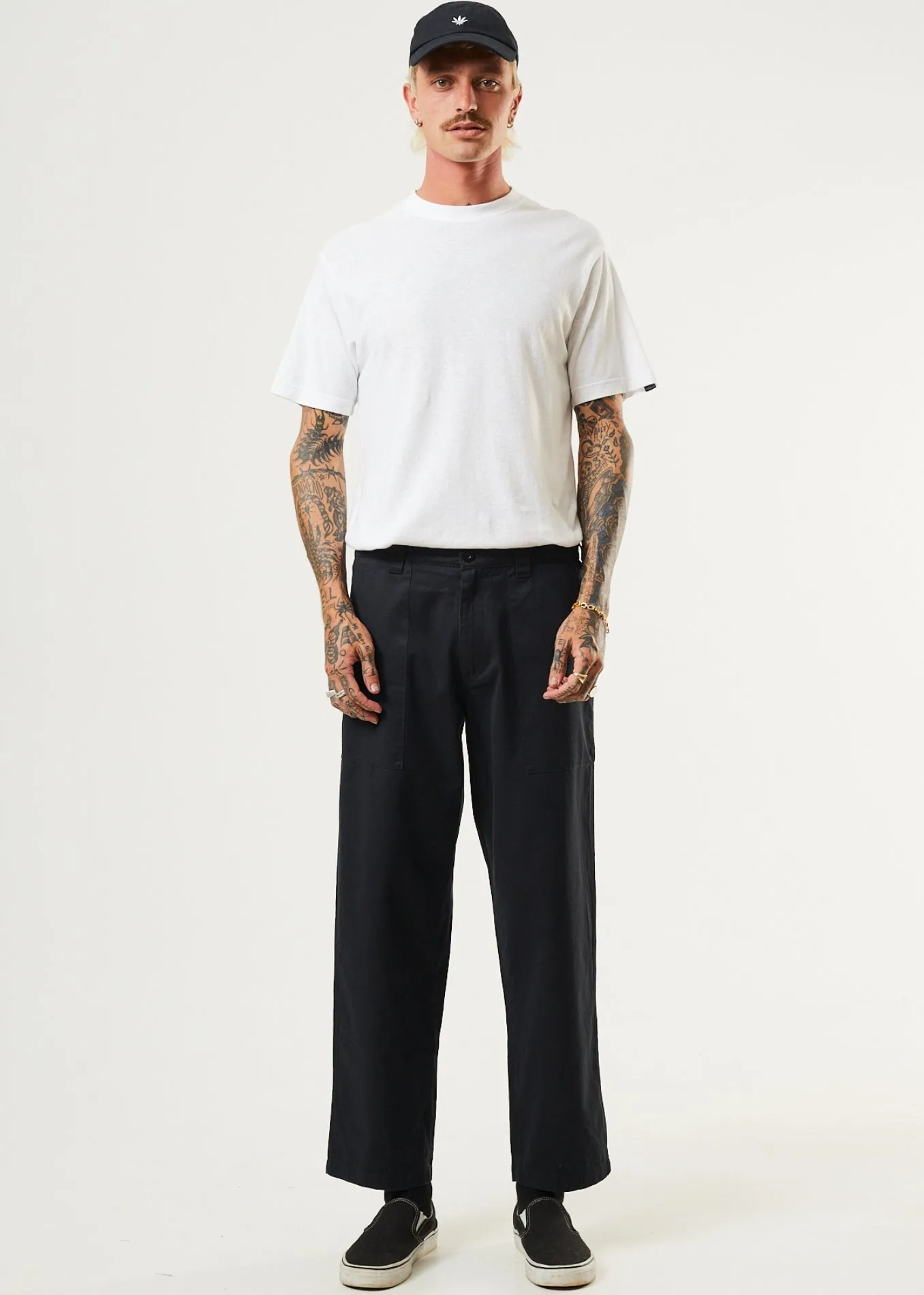 AFENDS Mens Chess Club - Relaxed Pants - Black