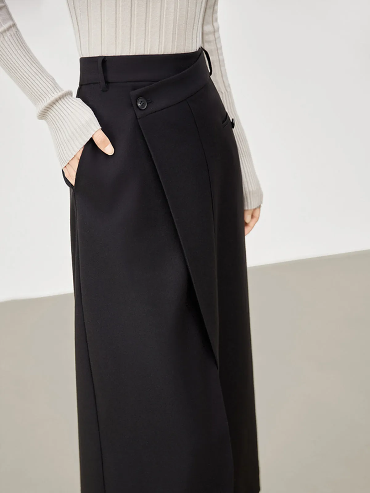 Asymmetric Layer Graceful Wrap Maxi Skirt