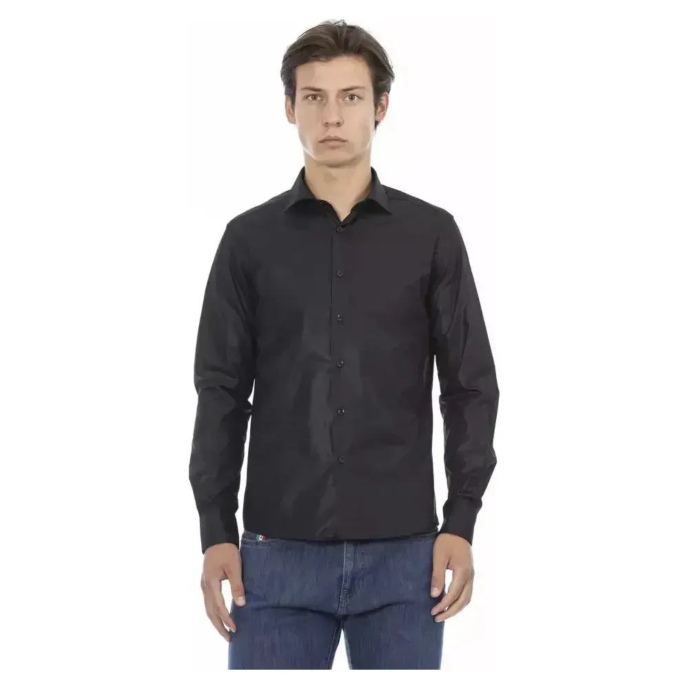 Baldinini Trend Black Polyester Men Shirt