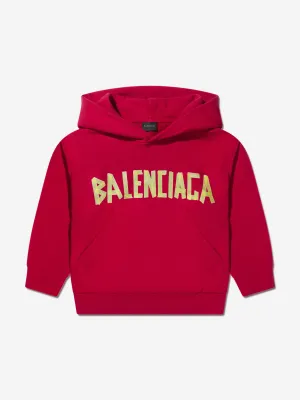 Balenciaga Kids Logo Hoodie in Red