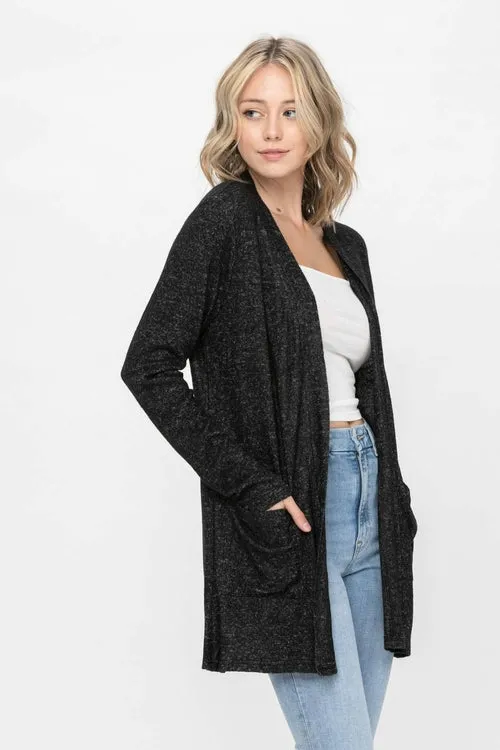 Basic Open Front Long Sleeve Soft Knit Cardigan Sweater Lightweight