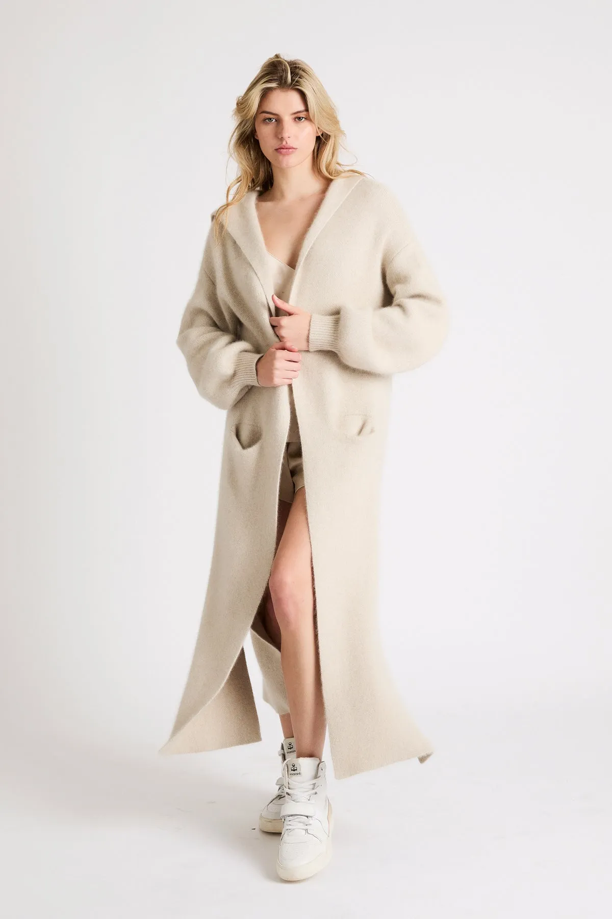   Beryll Adina Cashmere Blend Coat with Hood | Marshmallow