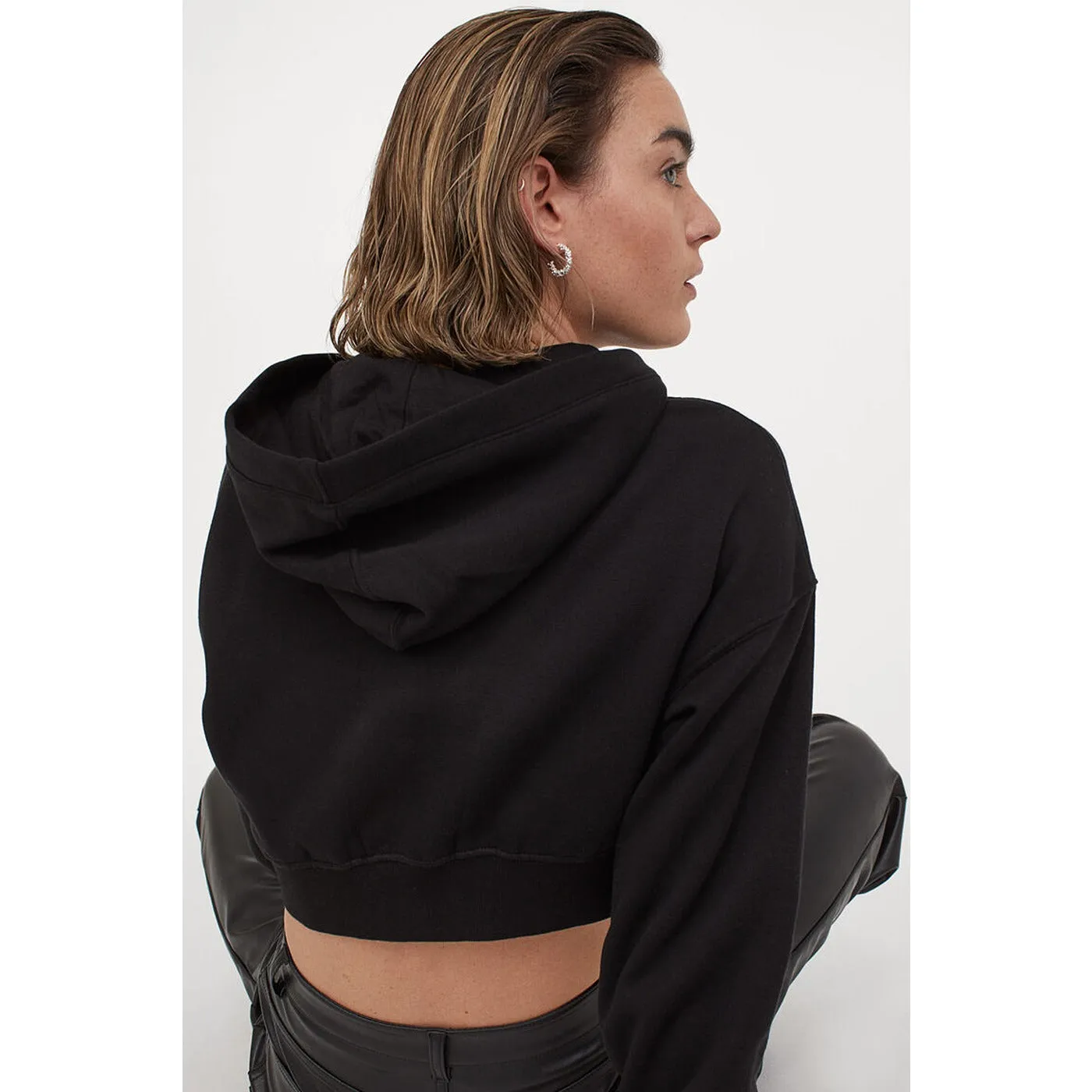 BSK Cropped Black Hoodie