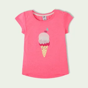 C1575 KKL Ice Cone with Cherry Sharp Pink T-Shirt