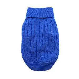 Cable Knit Dog Sweaters - Blue Medium (Customer Return)