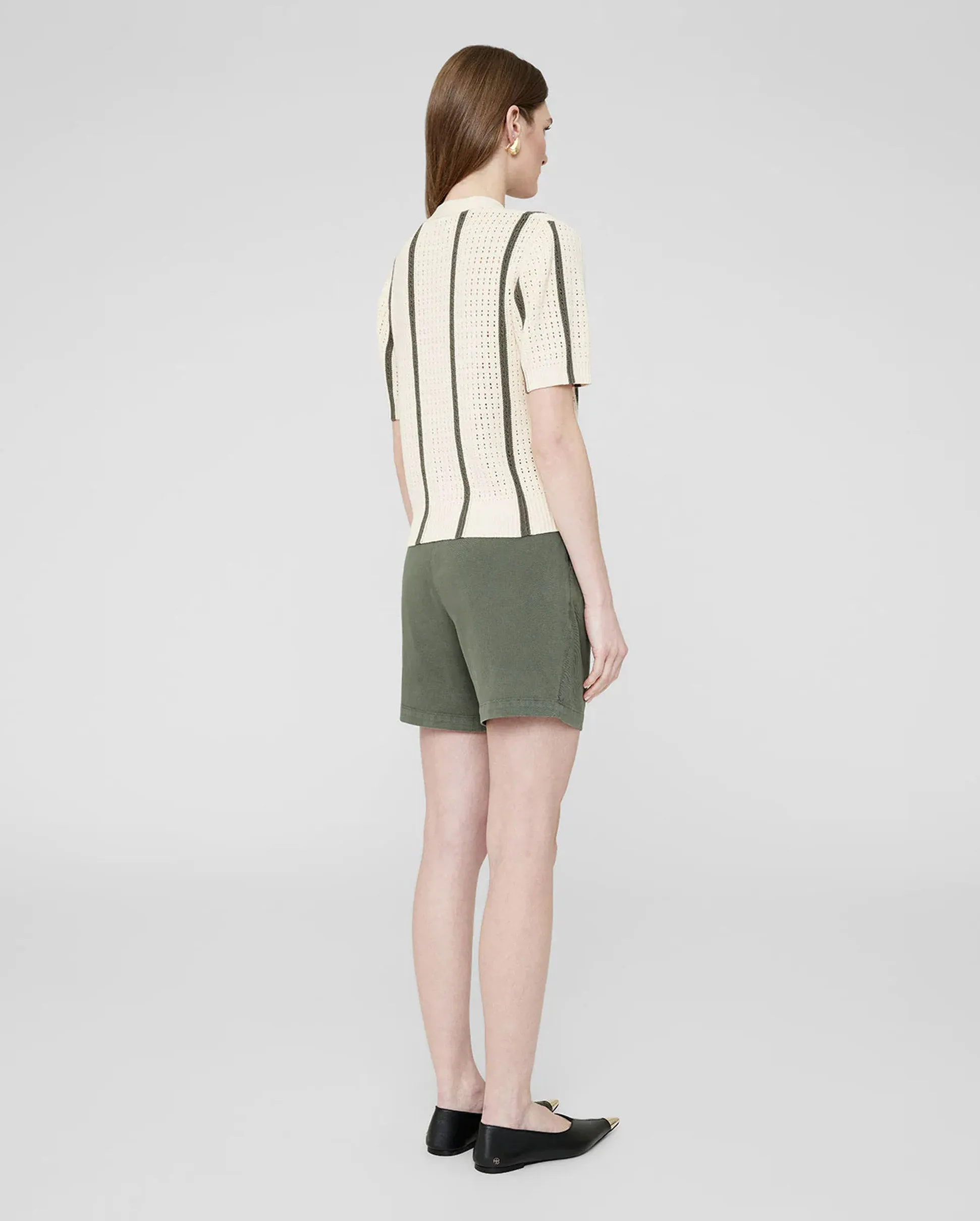 CAMRYN CARDIGAN / IVORY AND ARMY GREEN STRIPE