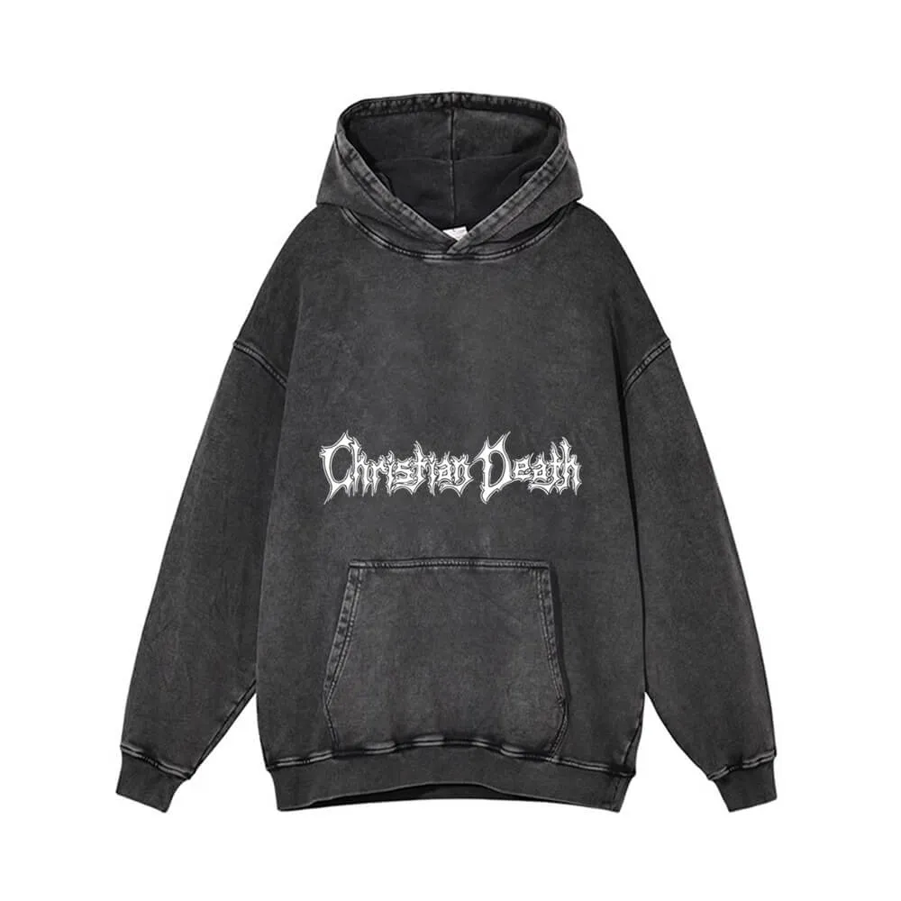 Christian Death Thorns Design Vintage Washed Hoodie