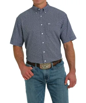 Cinch Men's Button Down Short Sleeve - Navy Print