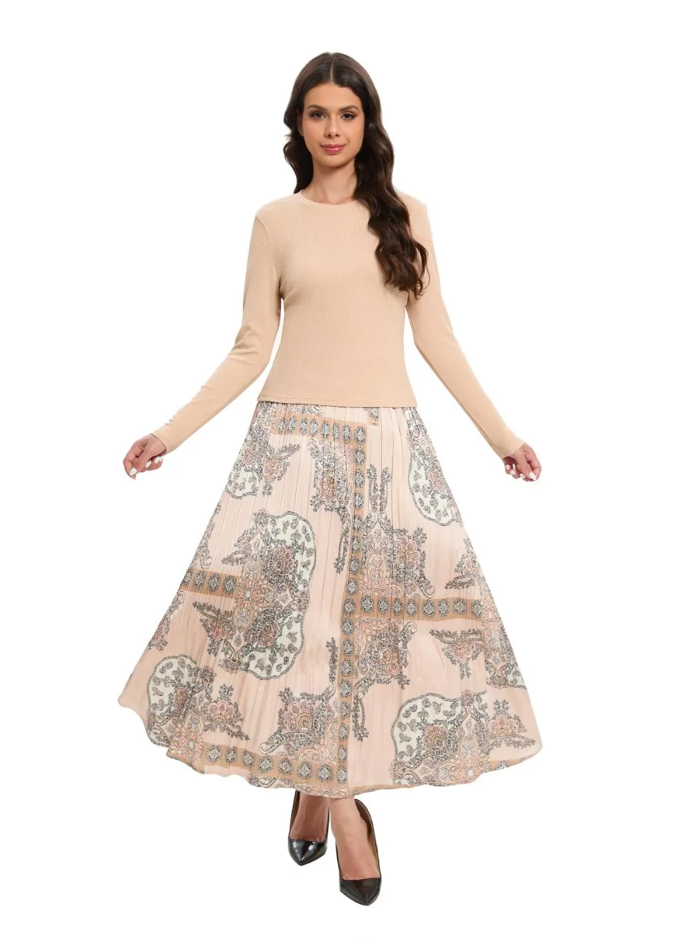 Classic Tapestry Pleated Skirt