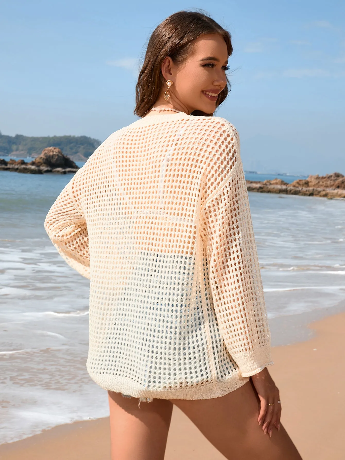 Coverups Long Sleeve Beach Bikini Swimsuit Knit