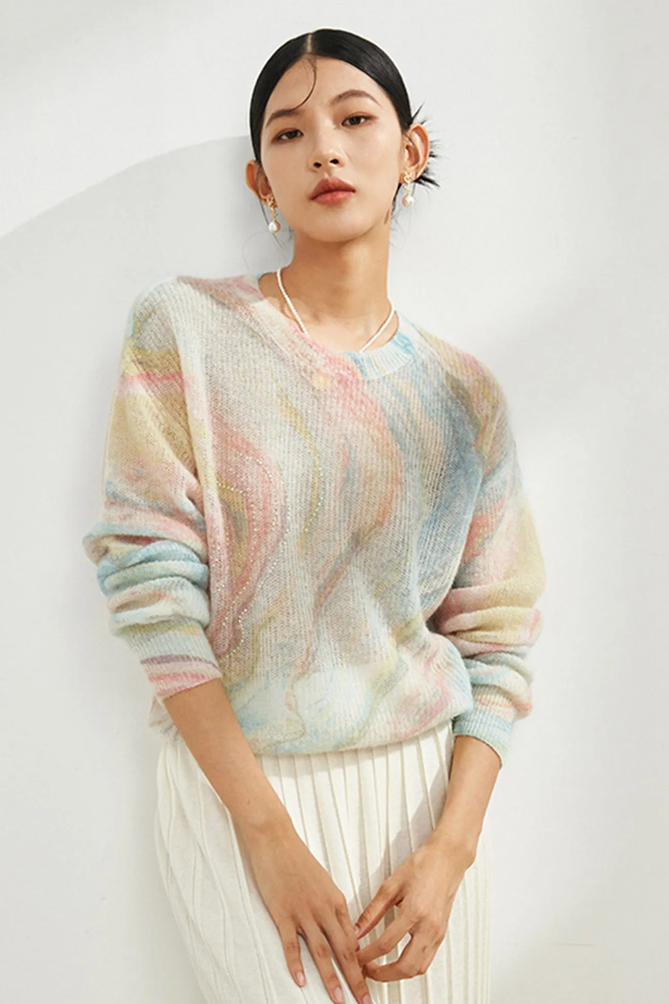 Crew Neck Gradient Wool Sweater