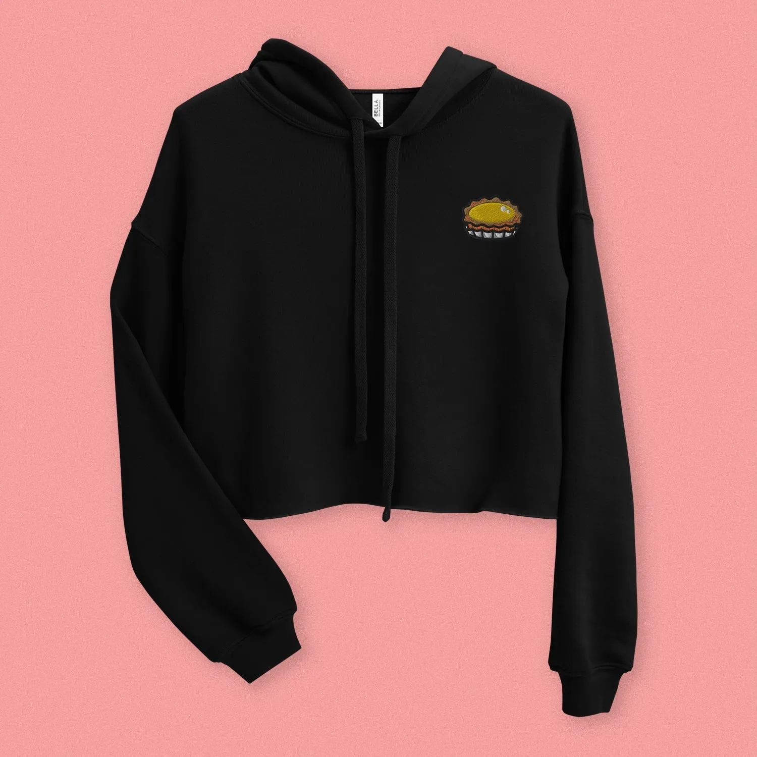 Egg Tart Embroidered Crop Hoodie