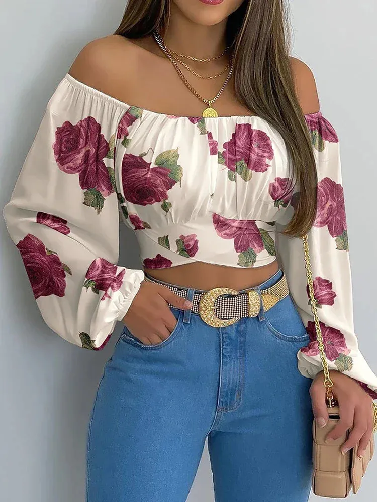 Elegant Off-Shoulder Bow Cropped Top for Women