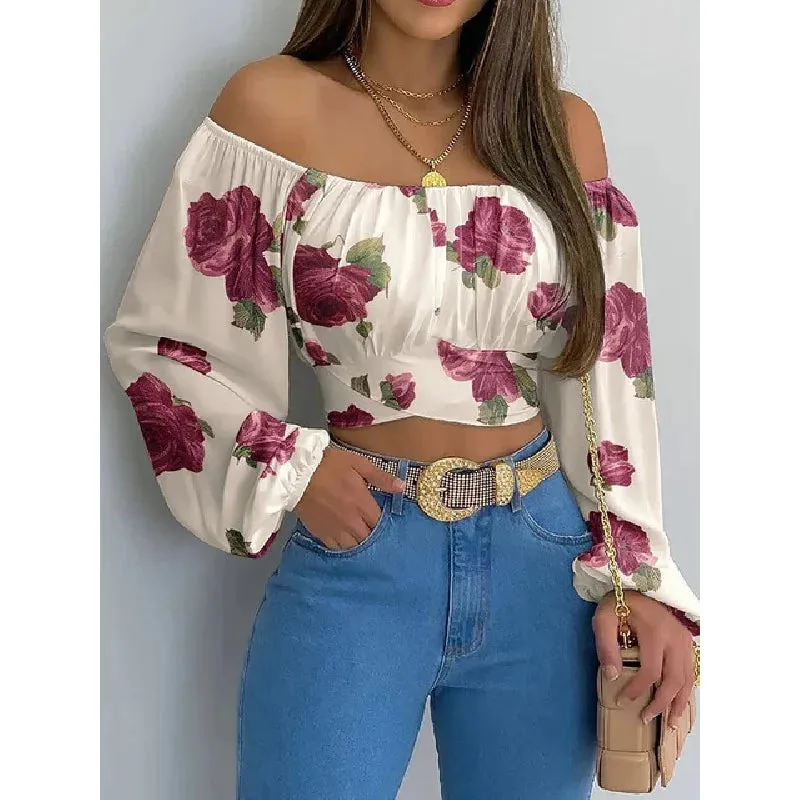 Elegant Off-Shoulder Bow Cropped Top for Women