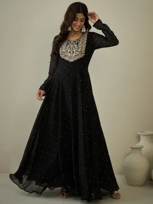 Embroidered Midi-Length Anarkali Ethnic Dresses