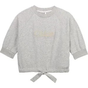 Girls Grey Cropped Logo Sweatshirt