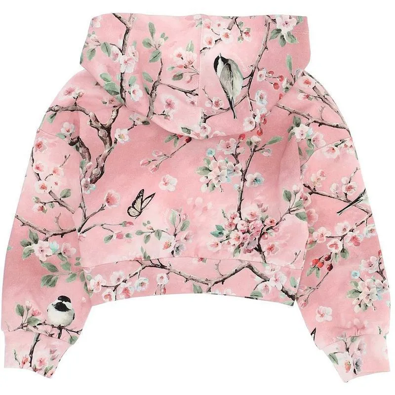 Girls Pink Blossom Cropped Hoodie