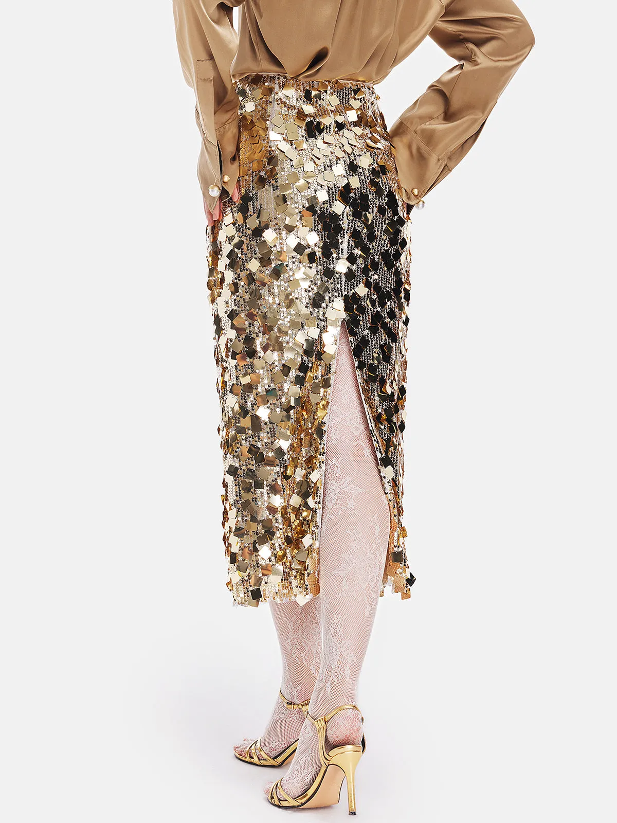 Gold Sequin Rock Skirt