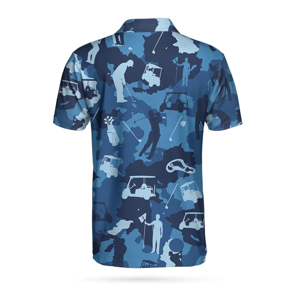 Golf Ocean Blue Camouflage Polo Shirt, Streetwear Golfing Polo Shirt, Camo Golf Shirt For Men Coolspod