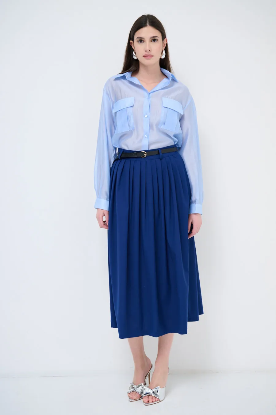 High-waist pleated midi skirt wholesale