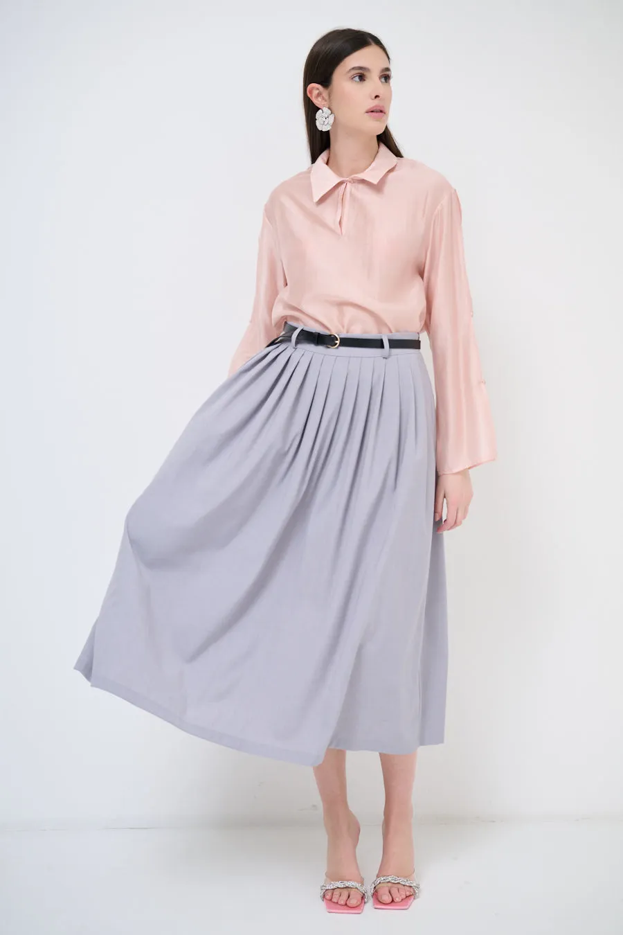 High-waist pleated midi skirt wholesale