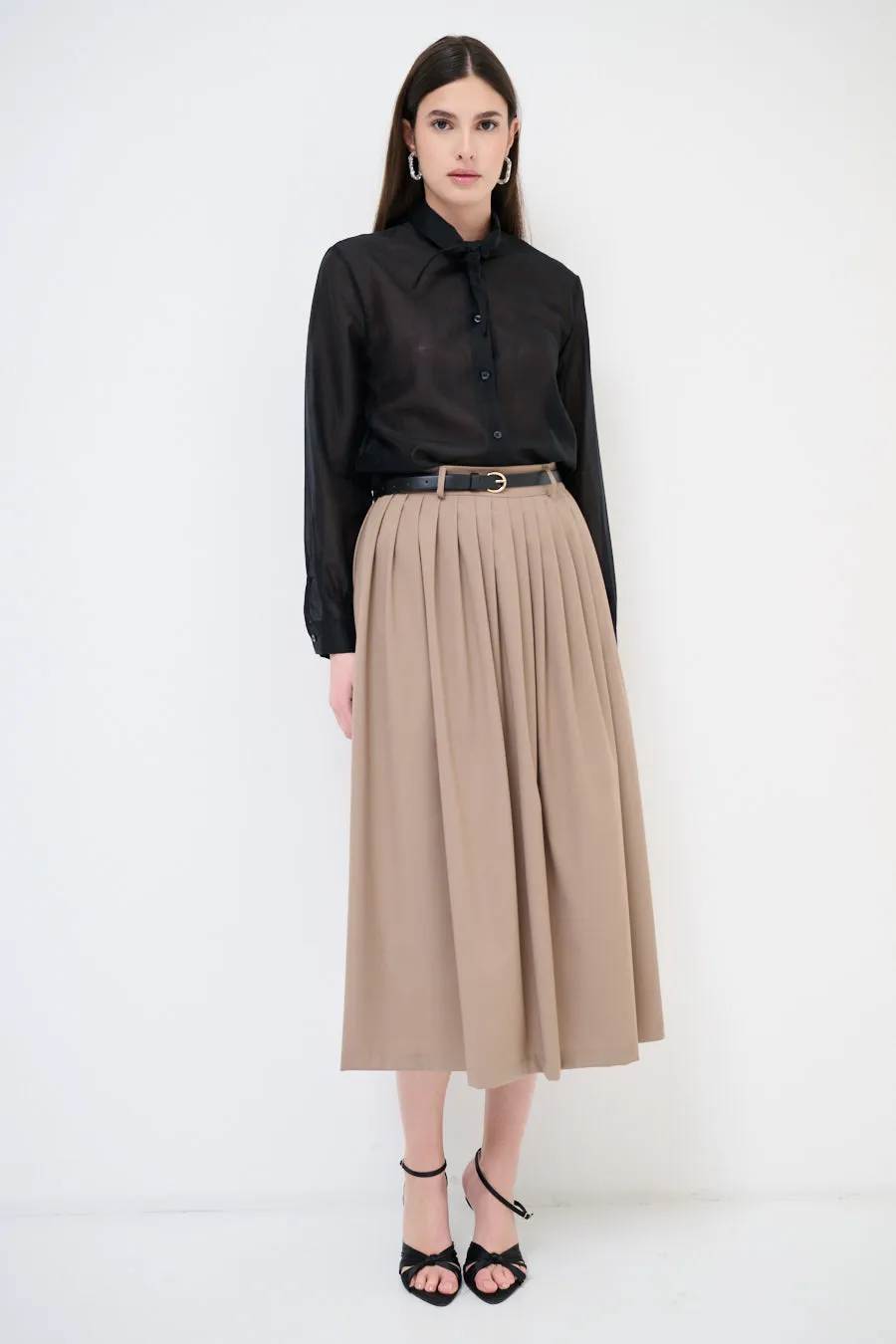 High-waist pleated midi skirt wholesale