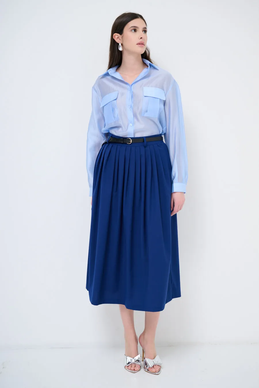 High-waist pleated midi skirt wholesale