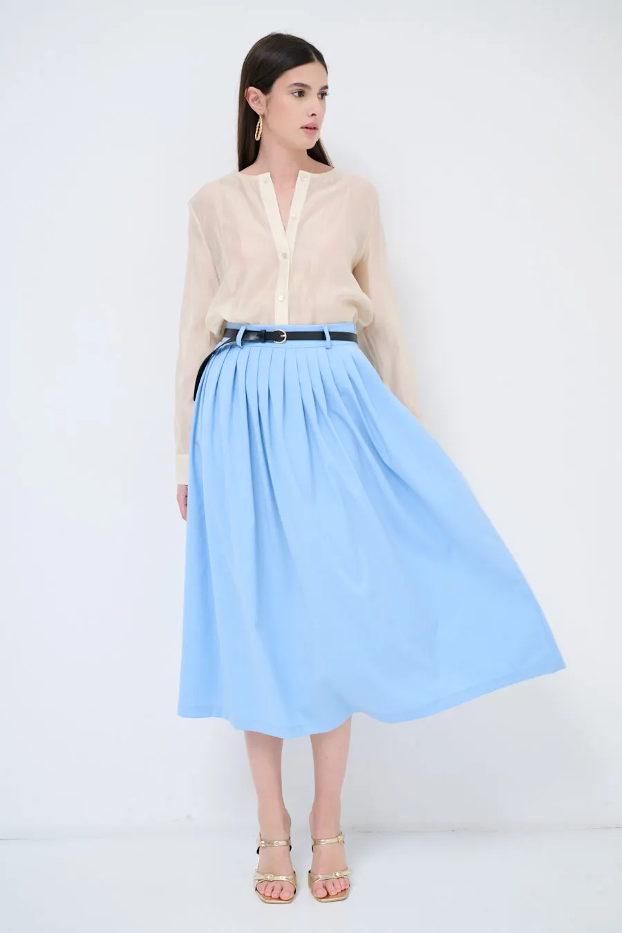 High-waist pleated midi skirt wholesale