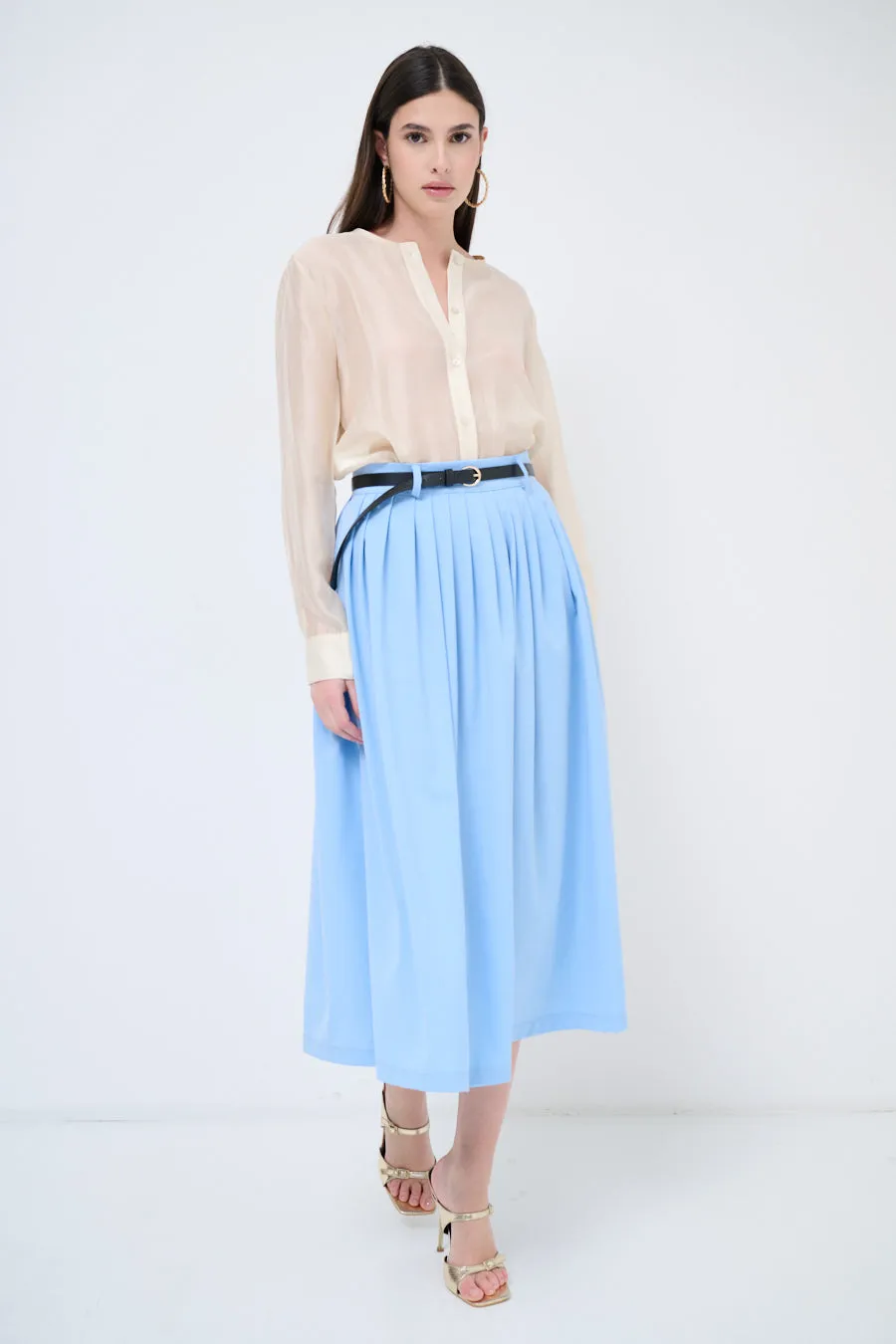 High-waist pleated midi skirt wholesale