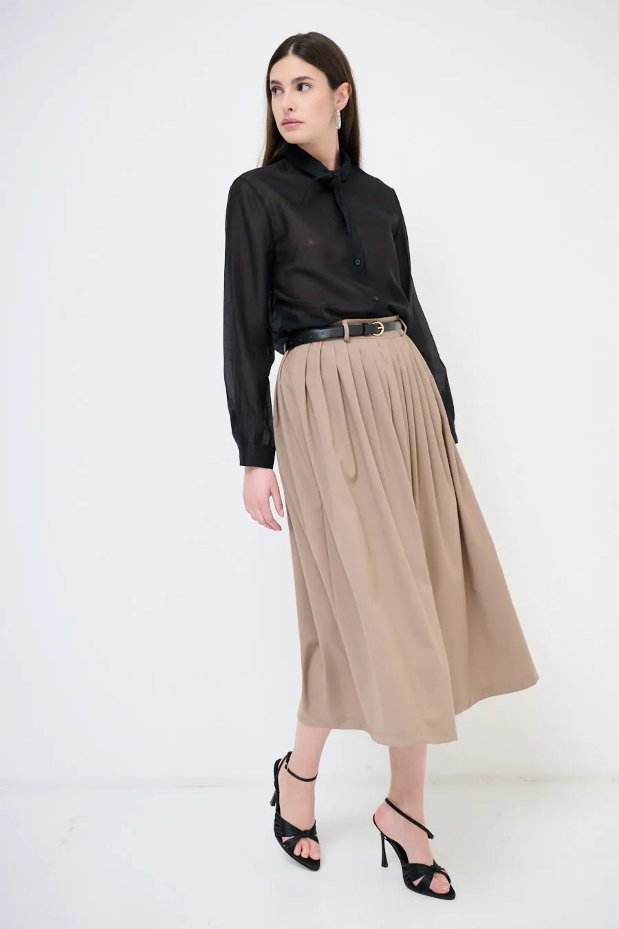 High-waist pleated midi skirt wholesale