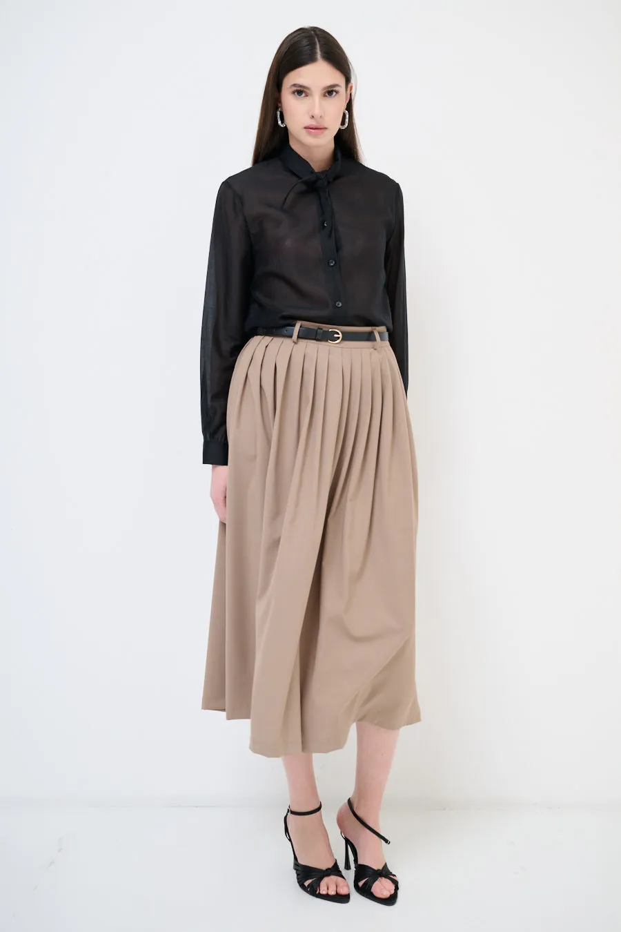 High-waist pleated midi skirt wholesale