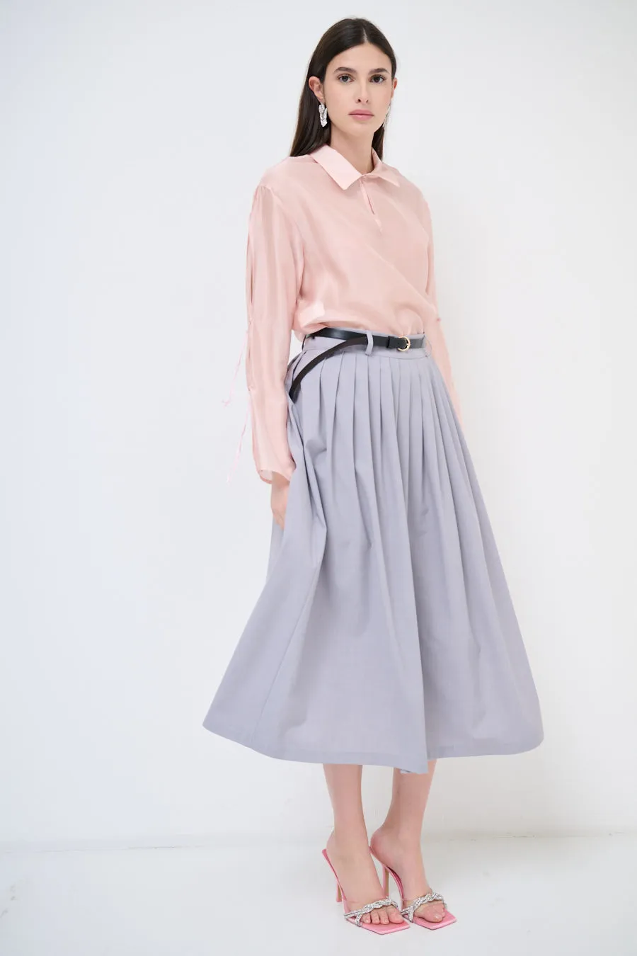 High-waist pleated midi skirt wholesale