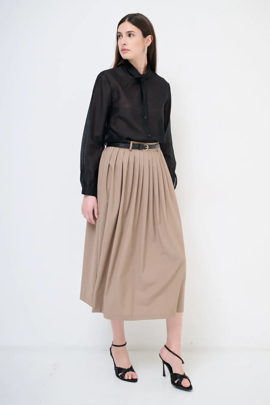 High-waist pleated midi skirt wholesale