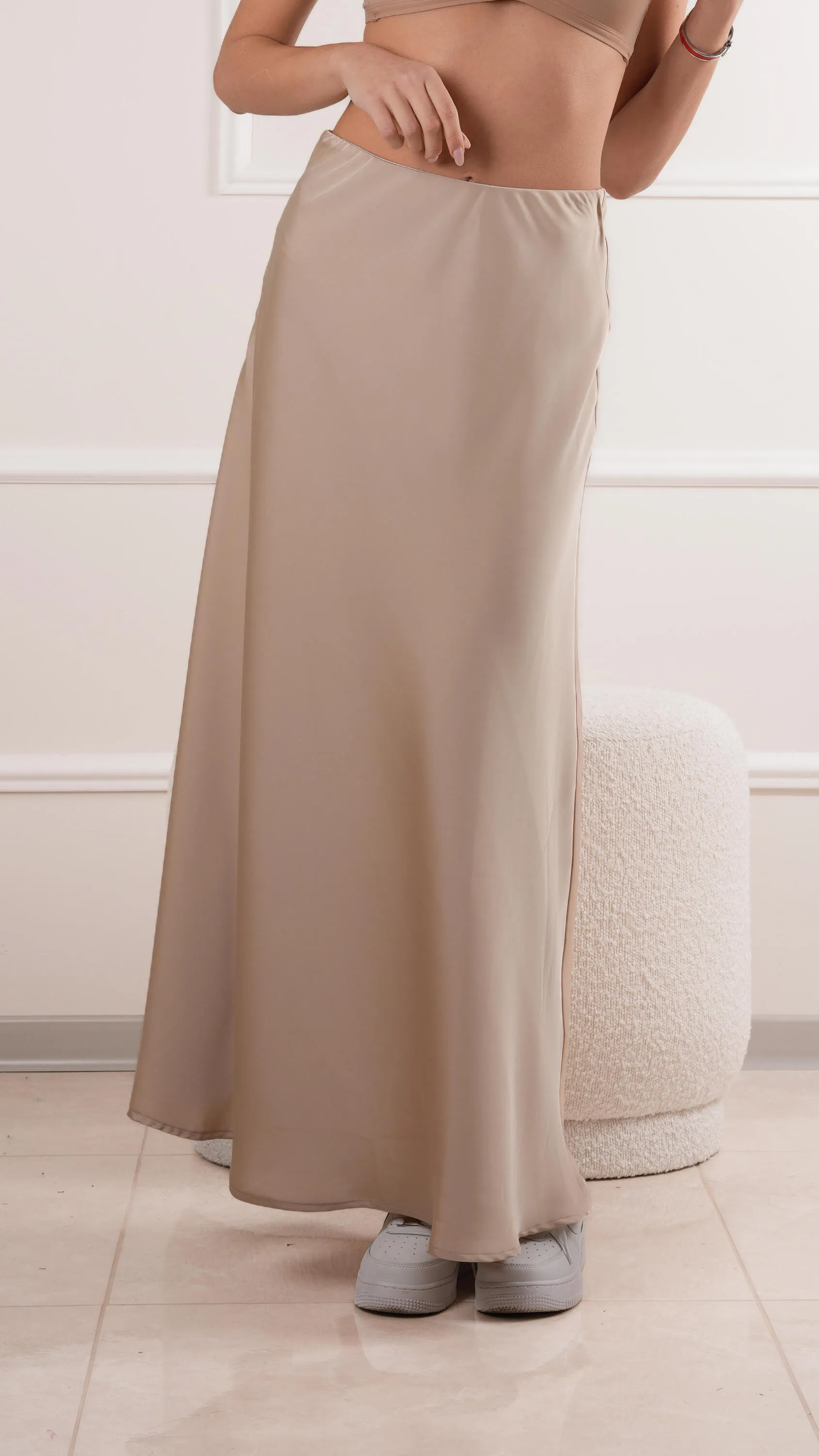 High-waisted satin maxi skirt wholesale