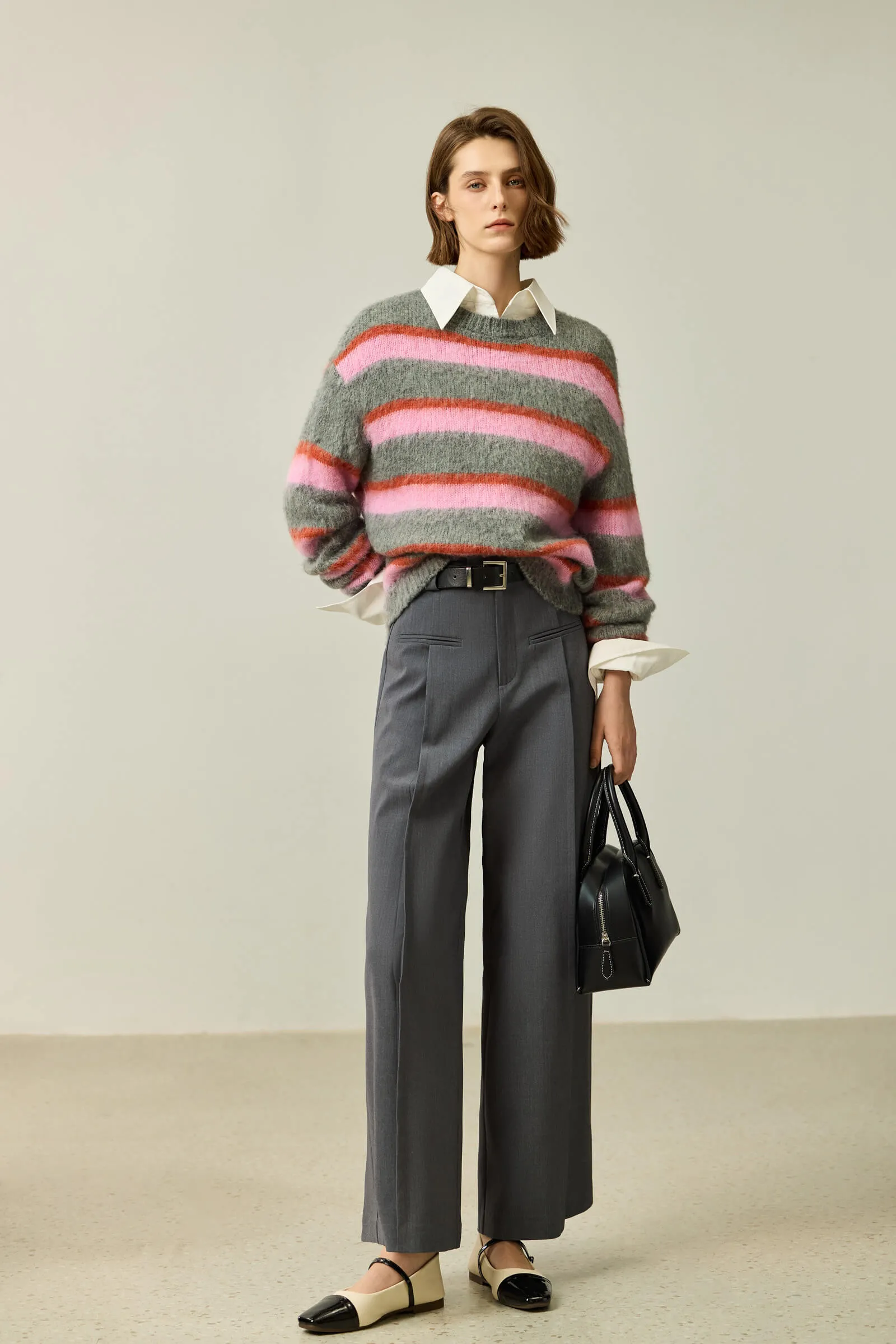 LILY Cozy Color-Block Striped Sweater