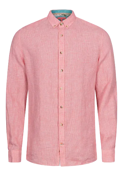 Linen Shirt - Salmon | White