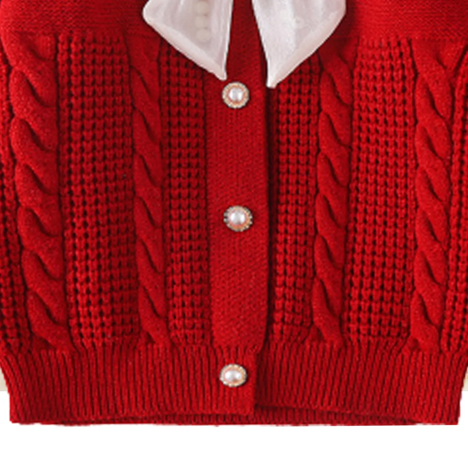 Little Surprise Box Kids Red Knitted Cardigan Sweater with Bow.