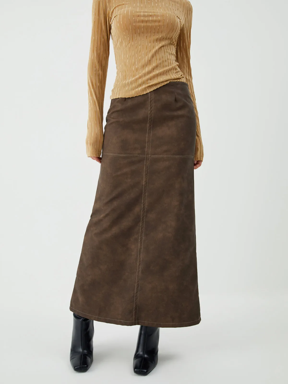 Maillard Washed Graceful Midi Skirt