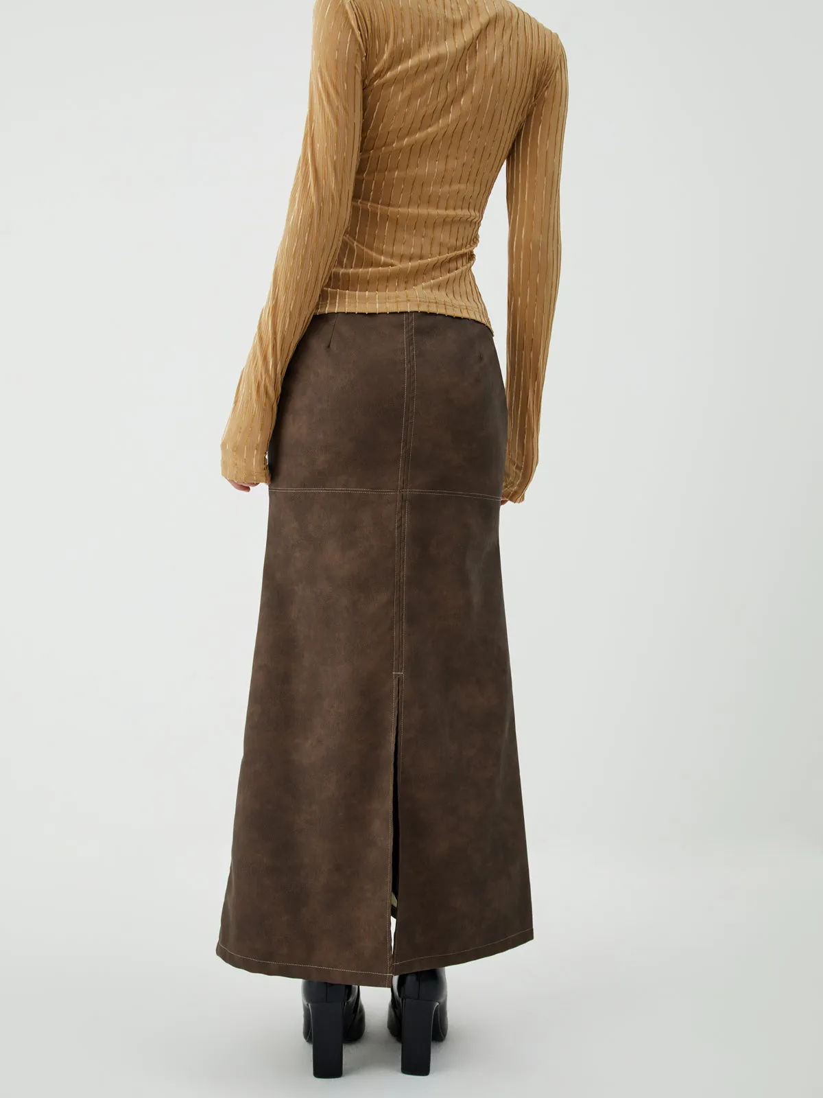 Maillard Washed Graceful Midi Skirt