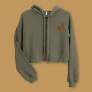 Mandarin Orange Embroidered Crop Hoodie