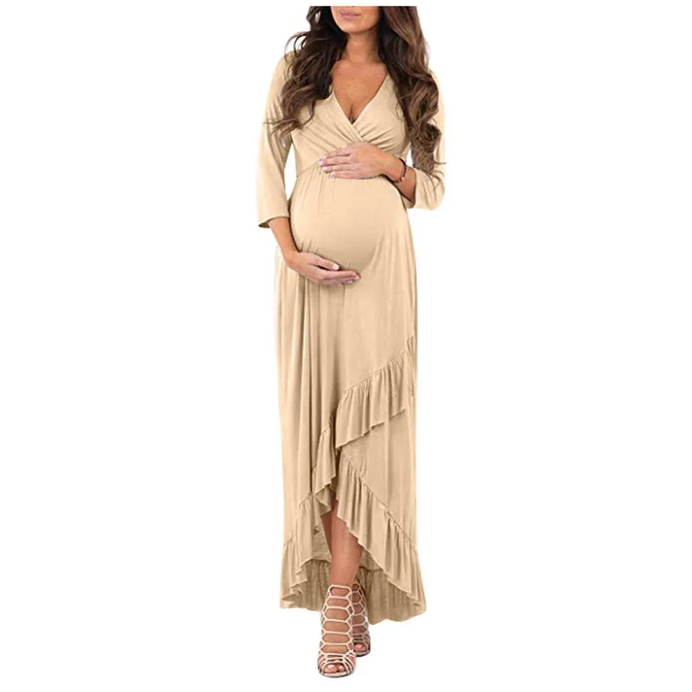 Maternity Dresses Winter Breastfeeding Dress Long Sleeve Nursing Dress Elegant Solid Zipper Maternity Dresses Breastfeeding Wy4