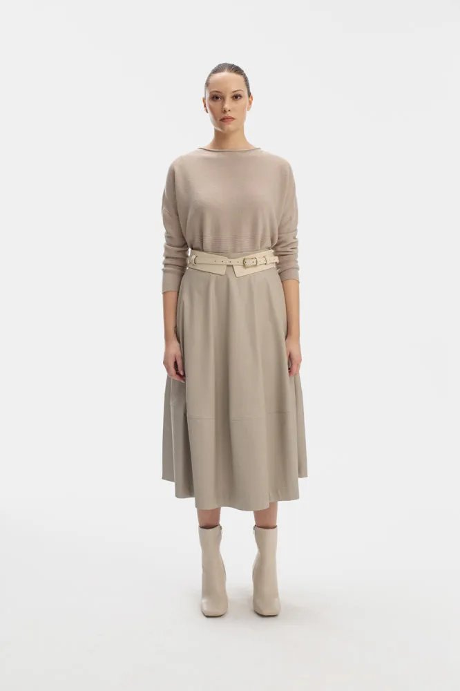 MID-CALF LENGTH SAND SKIRT